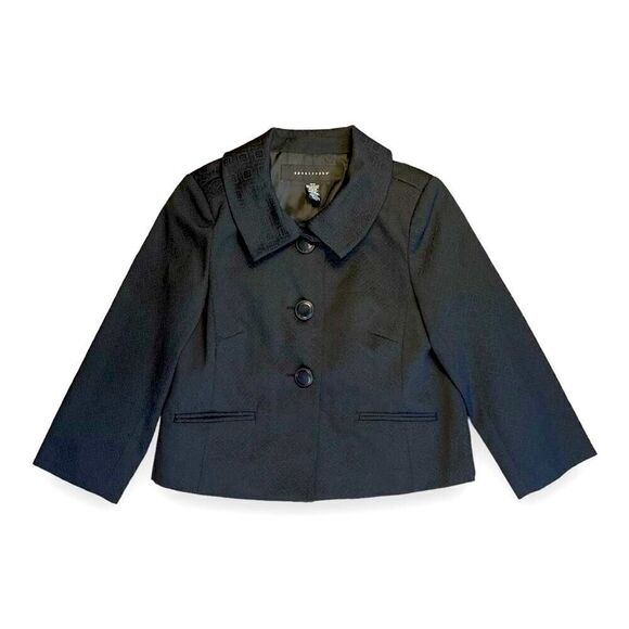 Apostrophe Black Jacquard Blazer Sz M - Picture 1 of 12